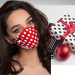 Polka Dots Ladies Face Mask Covering - Red/White