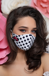 Polka Dots Ladies Face Mask Covering - White/Black