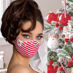 Striped Reusable Face Mask Covering - Red/White