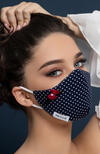 Small Polka Dots Ladies Face Mask Covering -  Navy/White