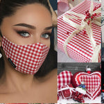 Gingham Reusable Face Mask Covering - Red/White