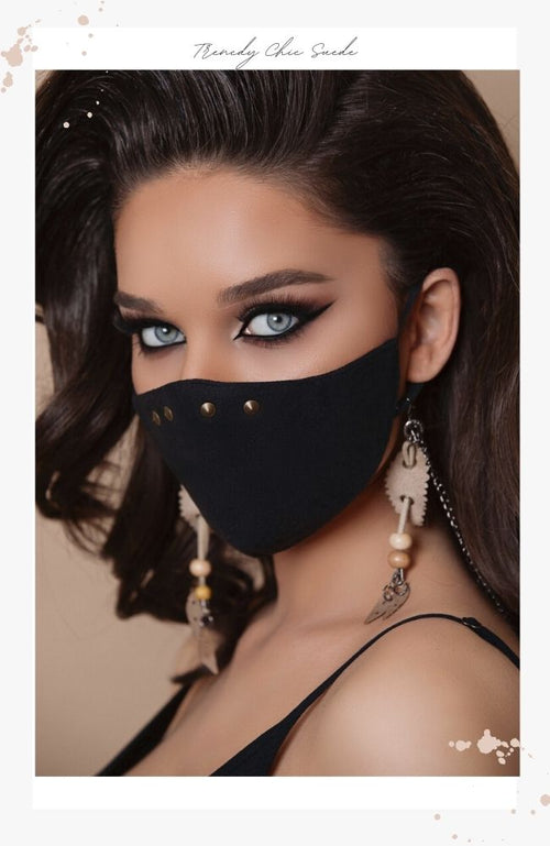 reusable black suede face mask
