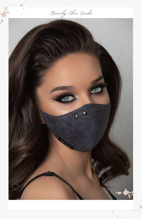blue grey suede face mask for women