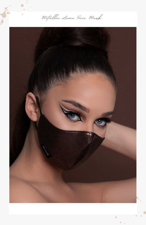 chocolate brown metalic face mask for women