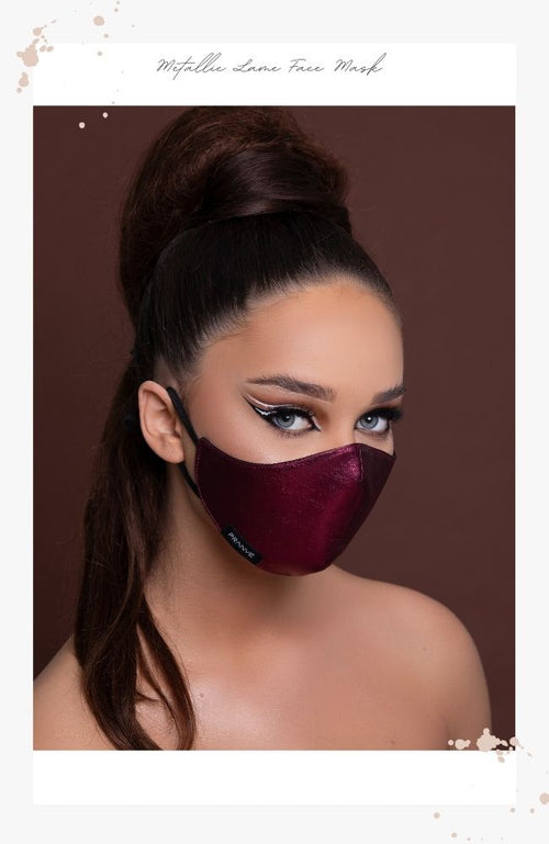 couture red metallic face mask for women