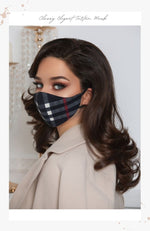 designer black tartan plaid face mask for women