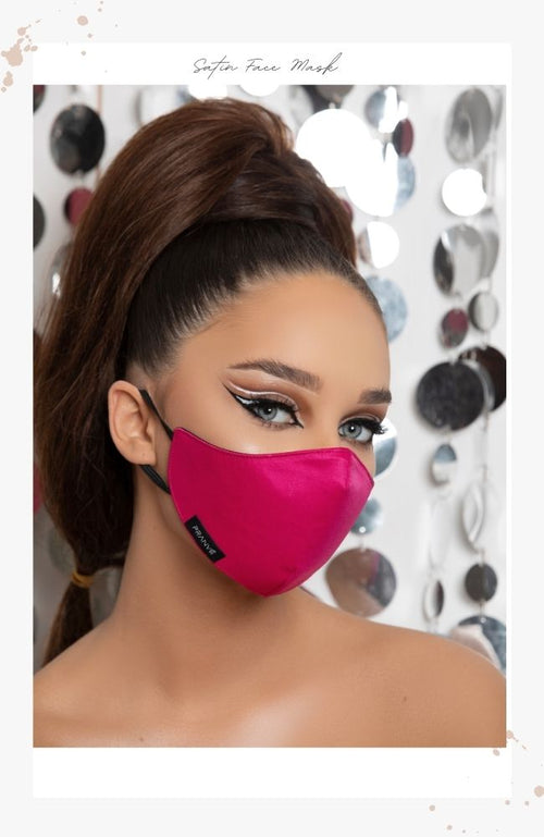 couture hot fuschia pink satin face mask for women