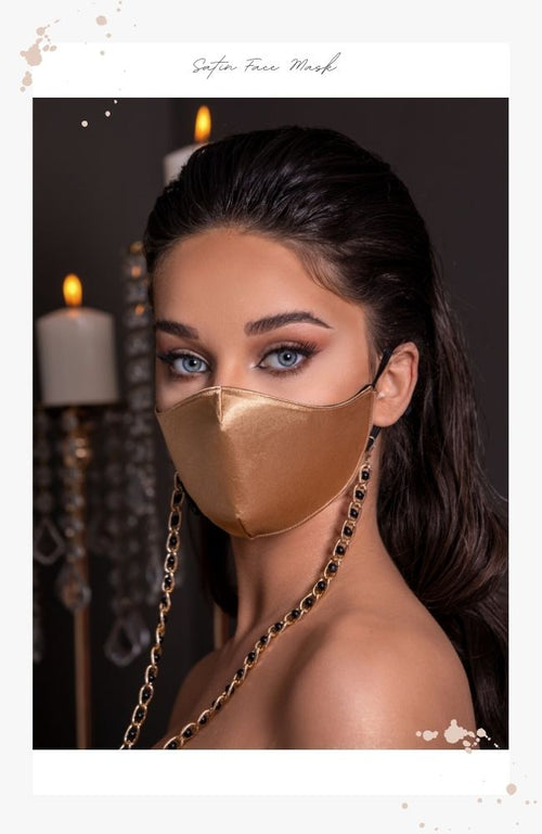 couture gold satin face mask for women