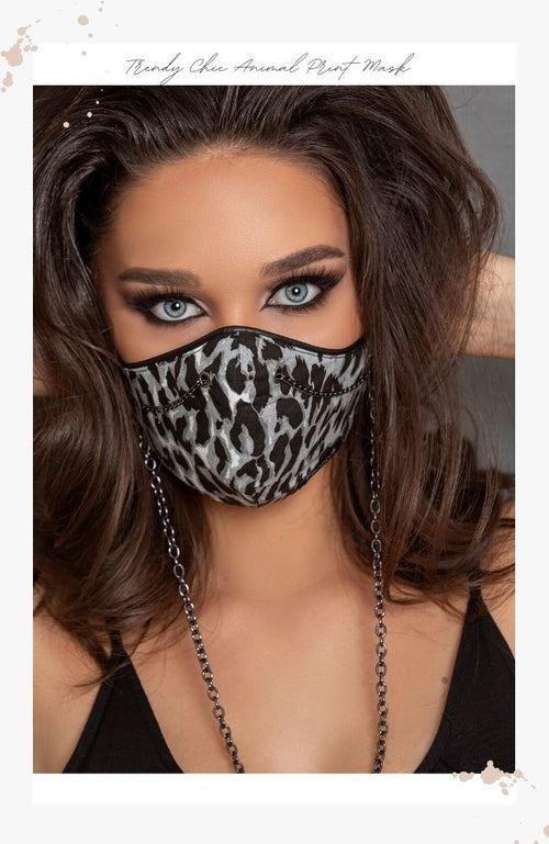 grey leopard print face mask for women
