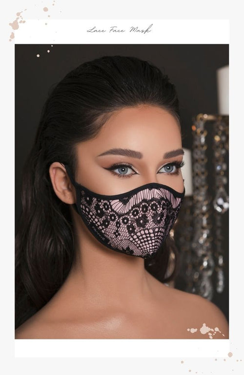 luxury pink lace face mask for women
