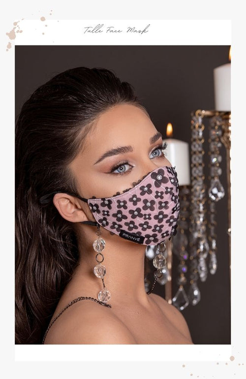 luxury pink tulle face mask for women