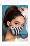 navy blue and white stripe face mask for women