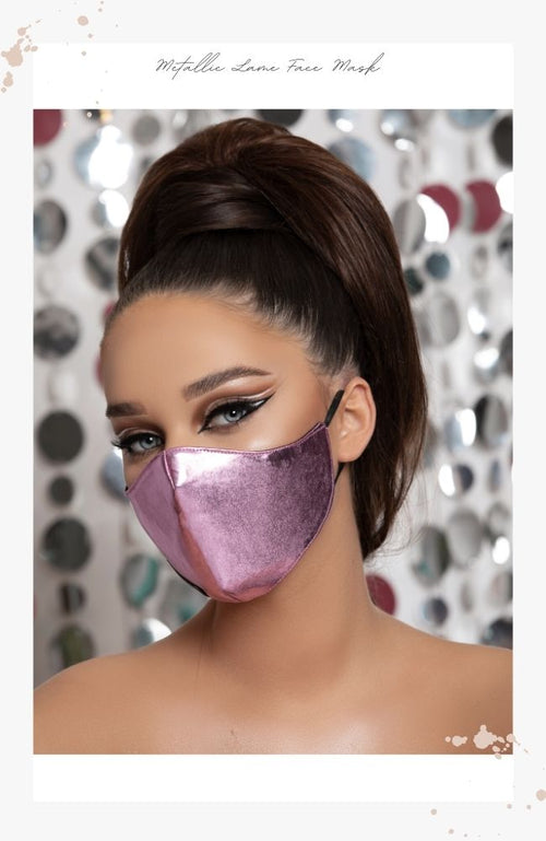 Pink metalic face mask fow women