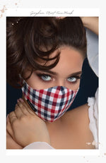 Red White and Blue Gingham face mask for women