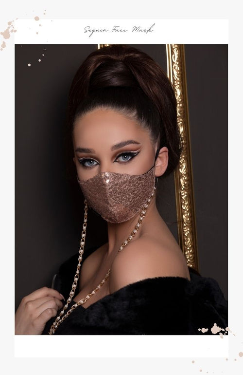 rose gold sequin face mask for women
