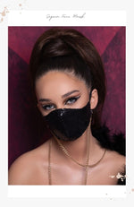 shiny black sequin face mask for women