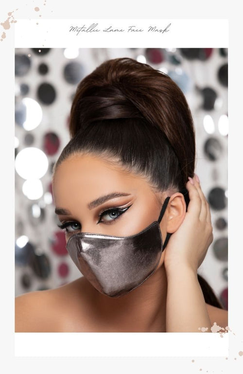 metallic silver face mask for women