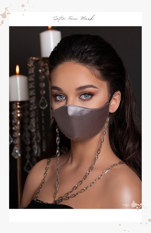 couture  silver satin face mask for women